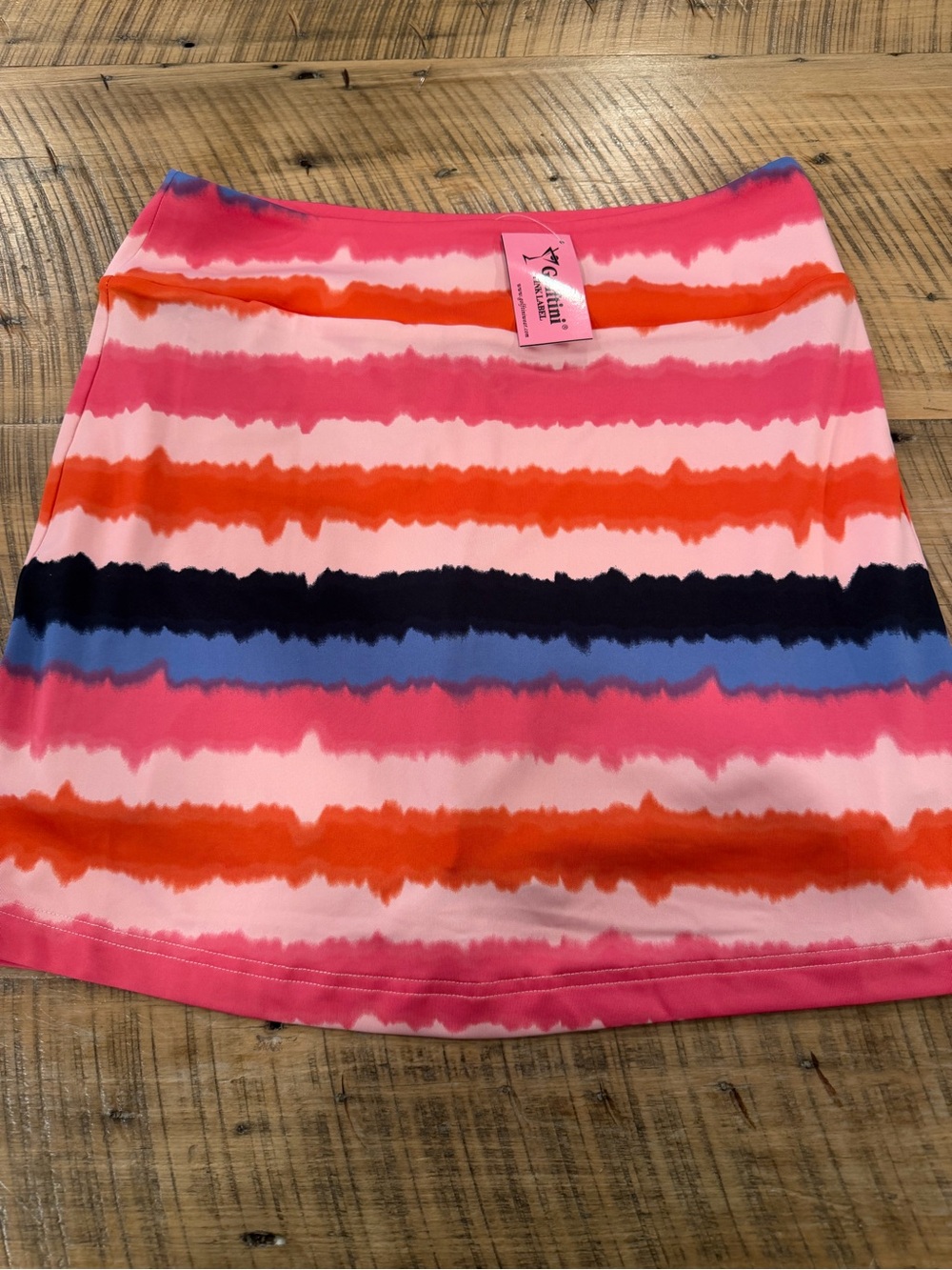 Golftini Pink Coral Navy Striped long Skort